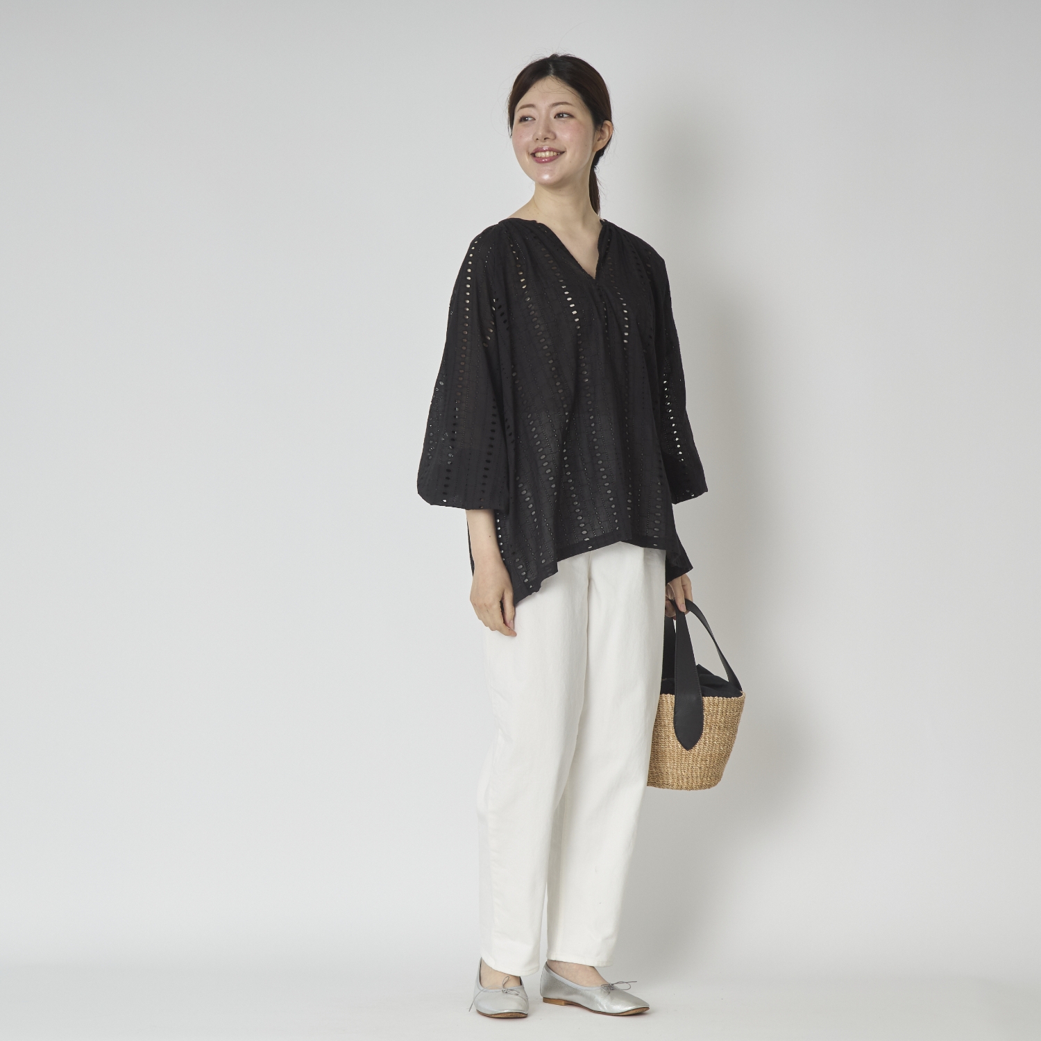 PEINDRE/レースキーネックブラウス